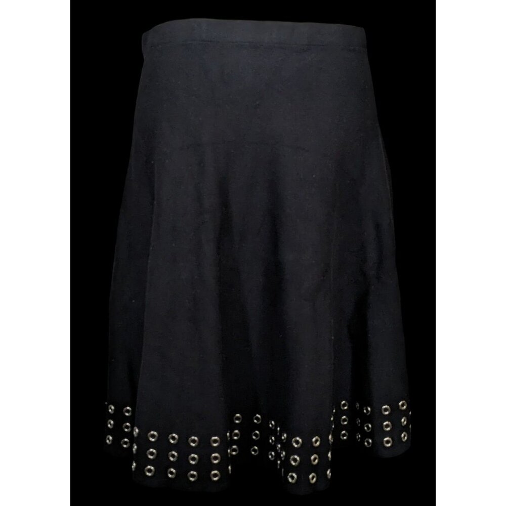 Gothic Punk Sioni Rivet Edged Midi Skirt